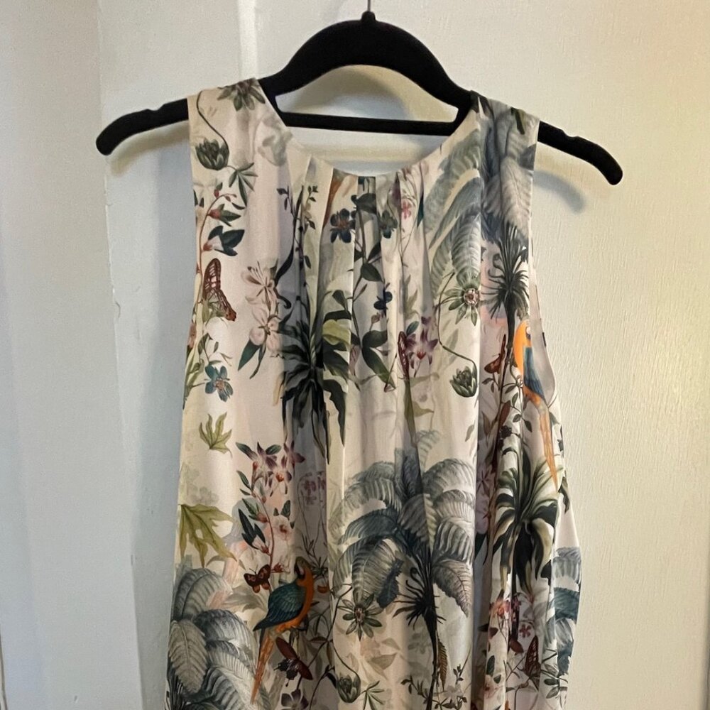 H&M Botanical Print Silky Knee-Length Dress Size US 10 - NEW! FREE SHIPPING